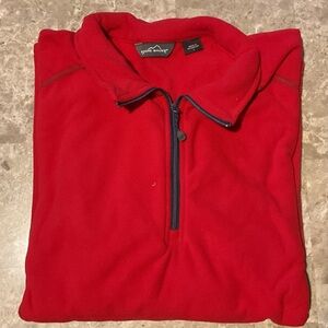 Eddie Bauer Bright Red 1/4 Zip-Up Fleece NWT